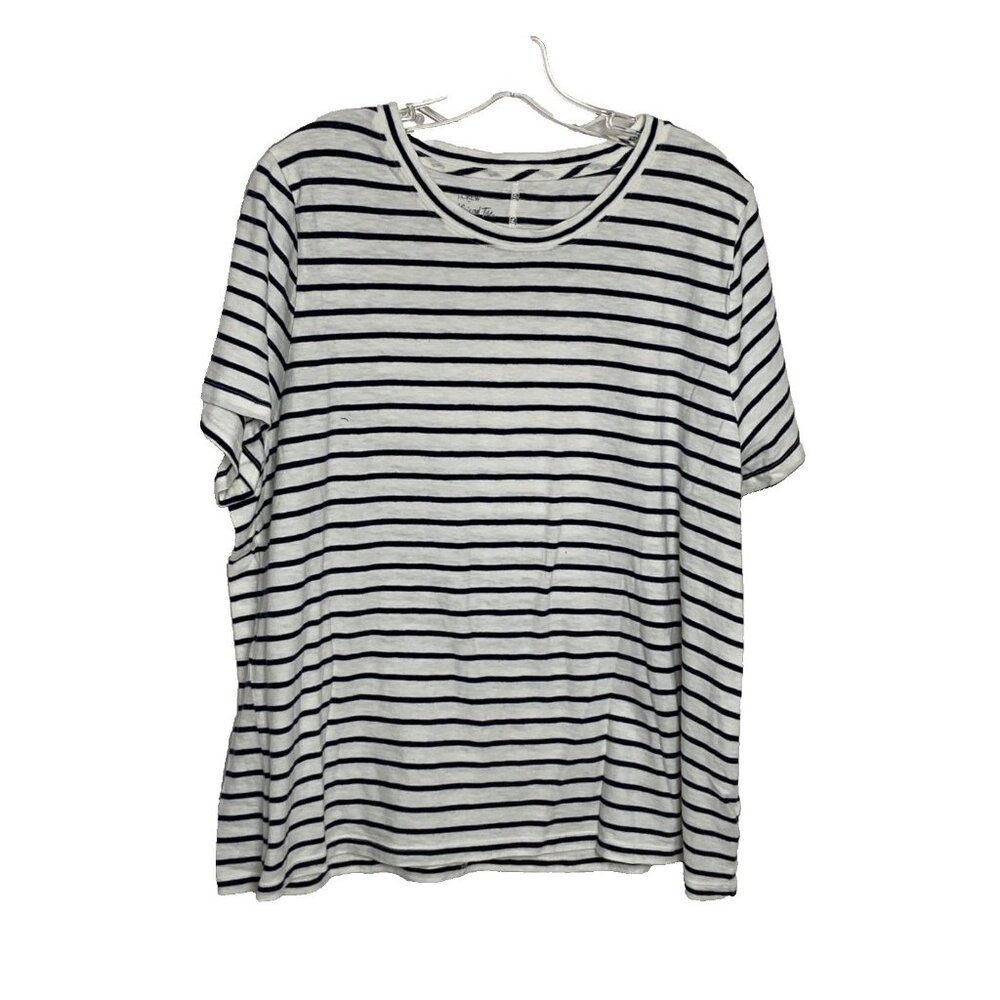 J. Crew Womens Girlfriend Tee Size 3x Black white striped brenton French stripe